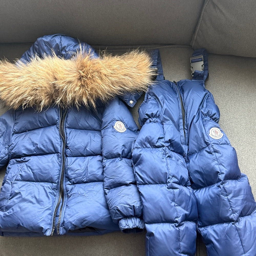 Moncler Navy Puffer Jacket & snow pants sz 0 (18m-2y)